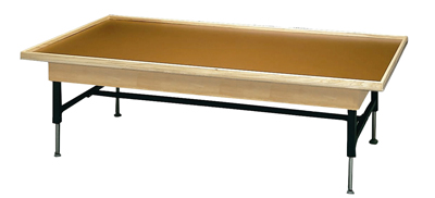 [15-2056] Wooden Platform Table - Economy Electric Hi-low, Raised Rim, 7' x 3' x (19" - 27")