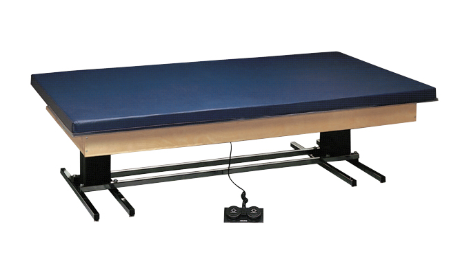 [15-2082] Wooden Platform Table - Deluxe Eectric Hi-low, Upholstered, 7' x 4' x (23" - 32")