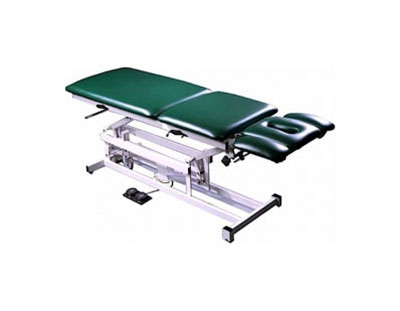 [15-5141] Tri W-G Treatment Table, Motorized Hi-Lo 5 section, fixed center, 27" x 76", w/ casters