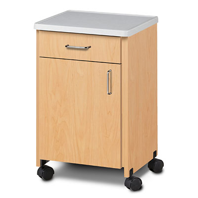 [8720-A] Clinton, Mobile Bedside Cabinet, Molded Top, 18" x 16" x 29.25"