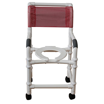 [20-4232] MJM International, shower chair (18"), twin casters (3"), fastener plugs