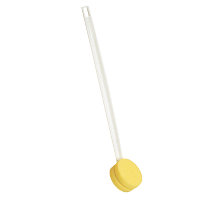 [45-2370] Back scrubber, straight handle, rotating arm, 3.75 inch round sponge