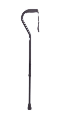 [43-2010] Offset handle adjustable aluminum cane, 29 - 38", silver, 1 each