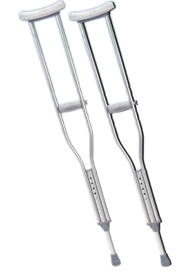[43-2052] Underarm adjustable aluminum crutch, youth (4' 6" - 5' 2"), 1 pair