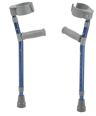 [43-2067B] Pediatric forearm crutches, pair, small (15" to 22" grip height), blue
