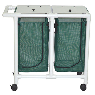 [20-4253] Double hamper with mesh bag - push/pull handle