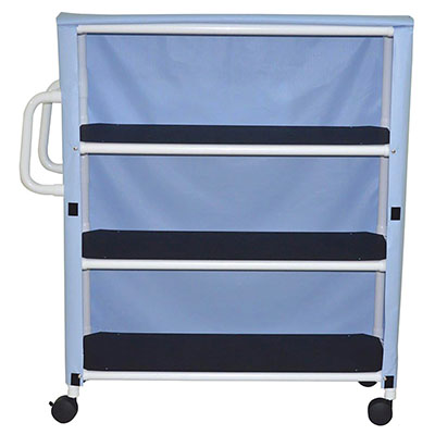 [20-4257] 3-Shelf jumbo linen cart with mesh or solid vinyl cover - 5" casters