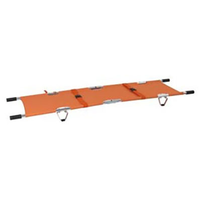 [16-1906] Folding Stretcher with Handles, Aluminum, Orange