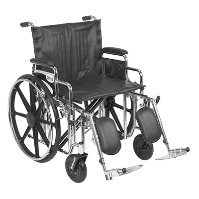 [43-1917] Sentra Extra Heavy Duty Wheelchair, Detachable Desk Arms, Elevating Leg Rests, 22" Seat