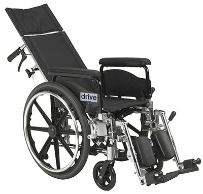 [43-3091] Drive, Viper Plus GT Full Reclining Wheelchair, Detachable Full Arms, 18" Seat