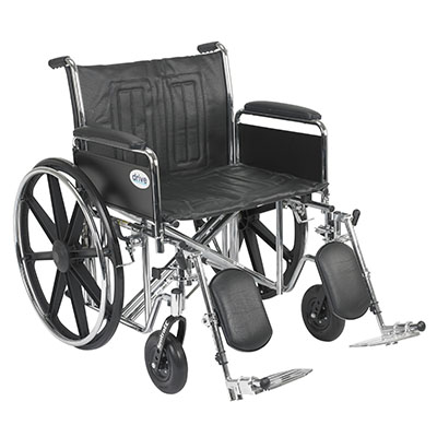 [43-3105] Drive, Sentra EC Heavy Duty Wheelchair, Detachable Full Arms, Elevating Leg Rests, 24" Seat