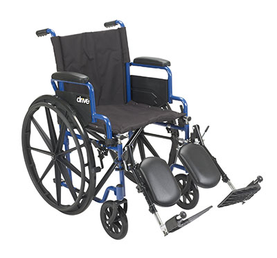 [43-3128] Drive, Blue Streak Wheelchair with Flip Back Desk Arms, Elevating Leg Rests, 16" Seat