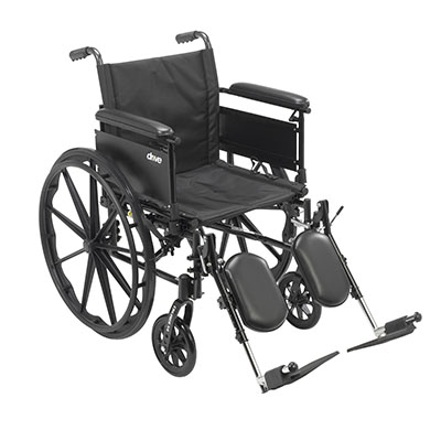 [43-3136] Drive, Cruiser X4 Lightweight Dual Axle Wheelchair with Adjustable Detachable Arms, Full Arms, Elevating Leg Rests, 18" Seat