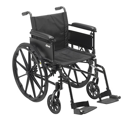 [43-3137] Drive, Cruiser X4 Lightweight Dual Axle Wheelchair with Adjustable Detachable Arms, Full Arms, Swing Away Footrests, 16" Seat