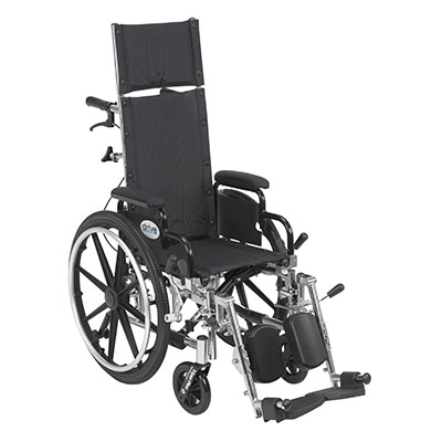 [43-3173] Drive, Viper Plus Light Weight Reclining Wheelchair with Elevating Leg Rests and Flip Back Detachable Arms, 12" Seat