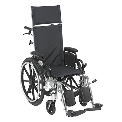 [43-3174] Drive, Viper Plus Light Weight Reclining Wheelchair with Elevating Leg Rests and Flip Back Detachable Arms, 14" Seat