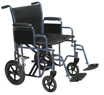 [43-3190] Drive, Bariatric Heavy Duty Transport Wheelchair with Swing Away Footrest, 20" Seat, Blue