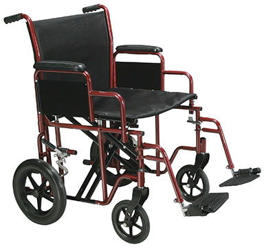 [43-3191] Drive, Bariatric Heavy Duty Transport Wheelchair with Swing Away Footrest, 20" Seat, Red