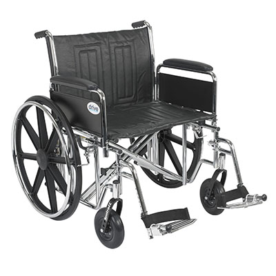 [43-3216] Drive, Sentra EC Heavy Duty Wheelchair, Detachable Full Arms, Swing away Footrests, 24" Seat
