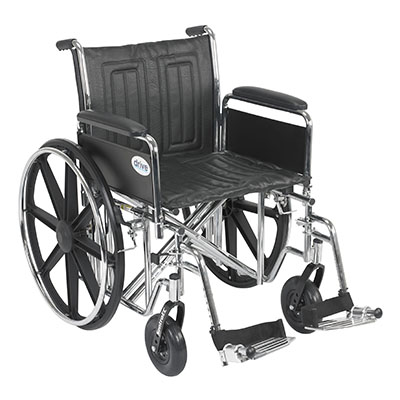 [43-3218] Drive, Sentra EC Heavy Duty Wheelchair, Detachable Full Arms, Swing away Footrests, 20" Seat