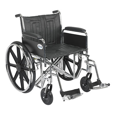 [43-3219] Drive, Sentra EC Heavy Duty Wheelchair, Detachable Full Arms, Swing away Footrests, 22" Seat