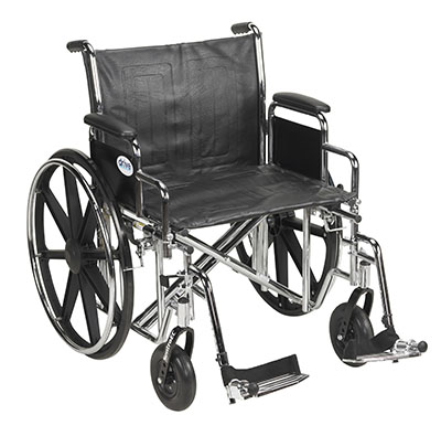 [43-3220] Drive, Sentra EC Heavy Duty Wheelchair, Detachable Desk Arms, Swing away Footrests, 24" Seat