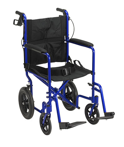 [68-0153] Drive, Lightweight Expedition Transport Wheelchair with Hand Brakes, Blue