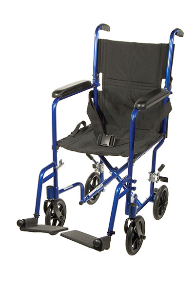 [68-0170] Drive, Lightweight Transport Wheelchair, 17" Seat, Blue