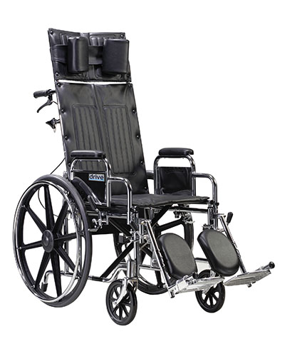 [68-2335] Drive, Sentra Reclining Wheelchair, Detachable Desk Arms, 22" Seat