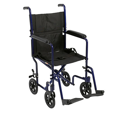 [69-0419] Drive, Lightweight Transport Wheelchair, 19" Seat, Blue