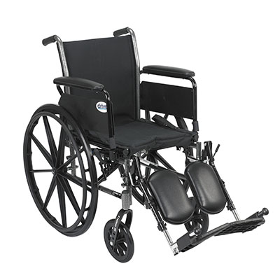 [70-0069] Drive, Cruiser III Light Weight Wheelchair with Flip Back Removable Arms, Full Arms, Elevating Leg Rests, 18" Seat