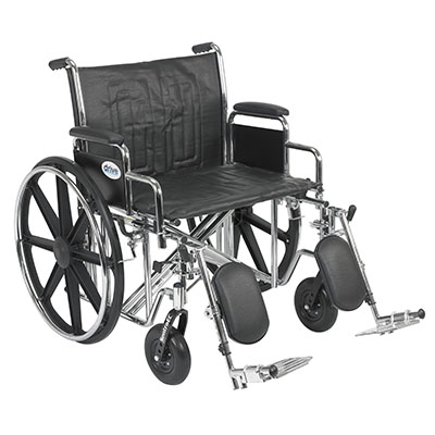 [70-0115] Drive, Sentra EC Heavy Duty Wheelchair, Detachable Desk Arms, Elevating Leg Rests, 24"Seat