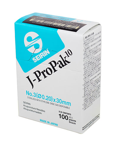 [11-0626] SEIRIN J-ProPak Acupuncture Needles, Size 3 (0.20mm) x 30mm, Box of 100 Needles