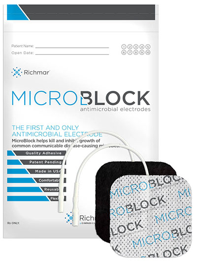 [13-3280] Micro Block Antimicrobial Electrodes, 2" x 2" Square White Cloth (10 packs of 4)