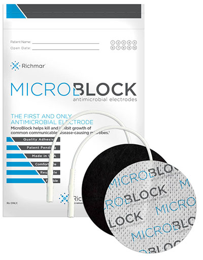 [13-3282] Micro Block Antimicrobial Electrodes, 3" Round White Cloth (10 packs of 4)