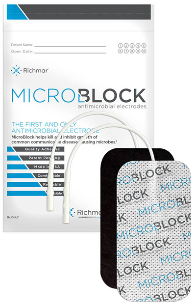 [13-3283] Micro Block Antimicrobial Electrodes, 2" x 3.5" Rectangle White Cloth (10 packs of 4)