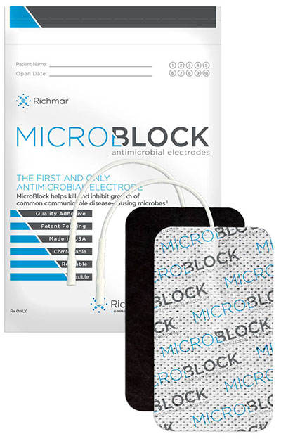[13-3284] Micro Block Antimicrobial Electrodes, 3" x 5" Rectangle White Cloth (10 packs of 2)