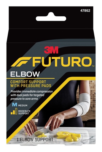 [47862ENR] 3M Futuro Comfort Elbow with Pressure Pads, M 2ct, 6/cs 47862ENR