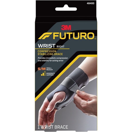 [48400ENR] 3M Futuro Compression Stabilizing Wrist Brace, R Hand S/M 2ct, 6/cs 