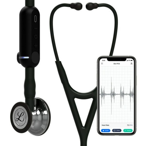 [8890] 3M Littmann Core Digital Stethoscope, Mirror CP, Black Tubing