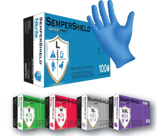 [SSSC104] Sempermed USA Glove, Exam, Nitrile, Large, Blue, 100/bx, 10 bx/cs