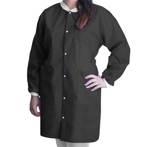 [UGC-6600-L] Dukal Corporation FitMe Lab Coats, Large, Black, 10/bg