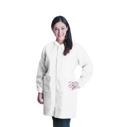 [UGC-6602-L] Dukal Corporation FitMe Lab Coats, Large, White, 10/bg
