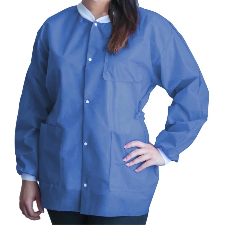 [UGJ-6513-L] Dukal Corporation FitMe Lab Jackets, Large, Medical Blue, 10/bg