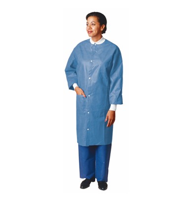 [1239L] Aspen Surgical Lab Coats, SMS, Knit Collars and Cuffs, Blue, Large