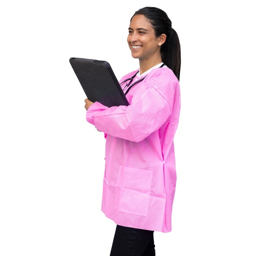 [UGJ-6510-M] Dukal Corporation FitMe Lab Jackets, Medium, Bublegum Pink, 10/bg