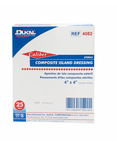 [4082] Dukal Corporation Composite Island Dressing, 4" x 4", 25/bx, 8 bx/cs