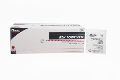 [855-1200] Dukal Corporation BZK Towelette, 5" x 8", 1200/cs