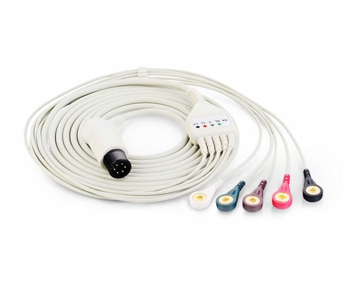 [01.57.471055] Edan Diagnostics ECG Cable, Snap Style, AHA