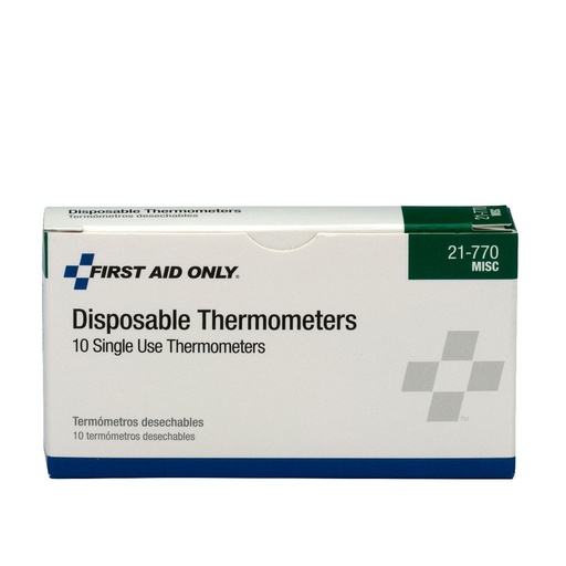 [21-770-001] First Aid Only Disposable Thermometer, 10/Box